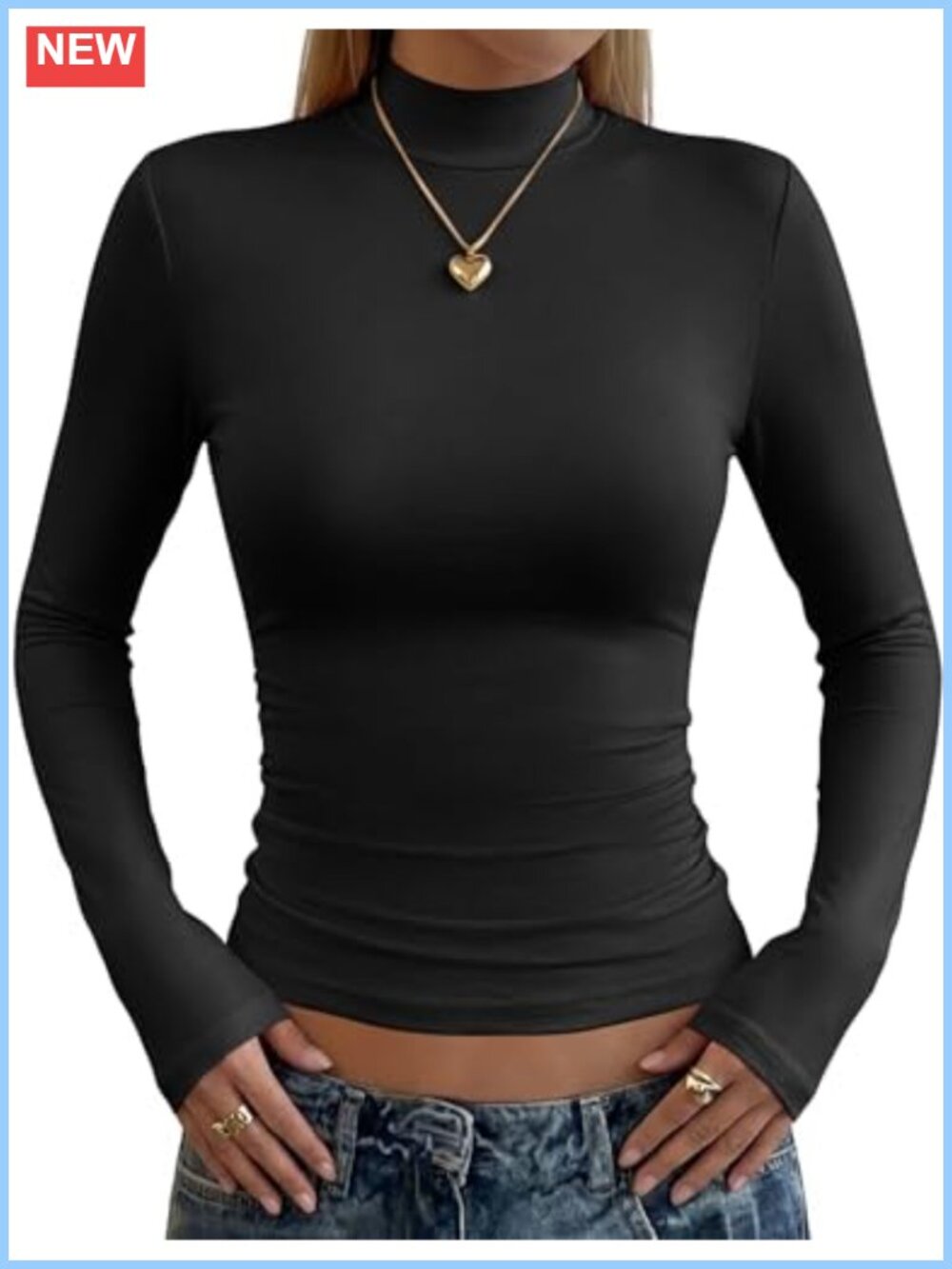 Zeagoo Women's Mock Neck Long Sleeve Slim Fit Stretch Layering Top